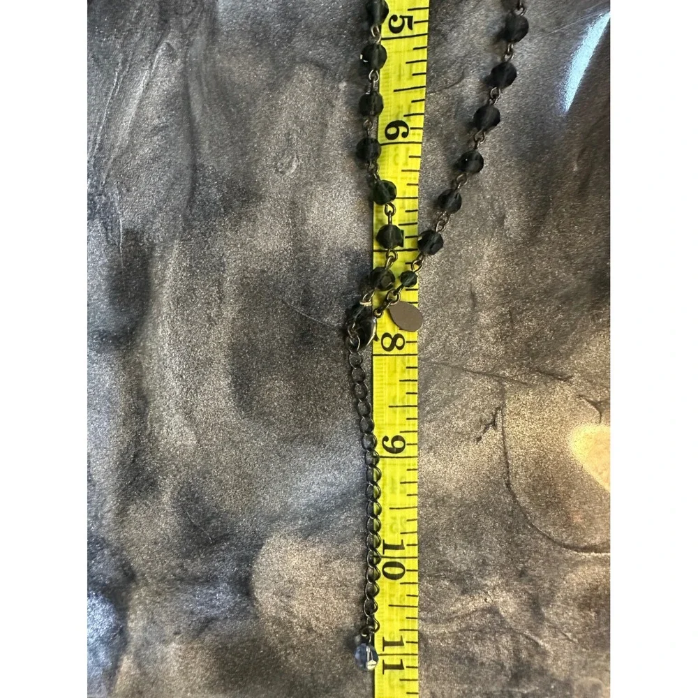 2028 Jewelry Blue Grey Crystal Floral Bib Necklace Gunmetal Tone Statement